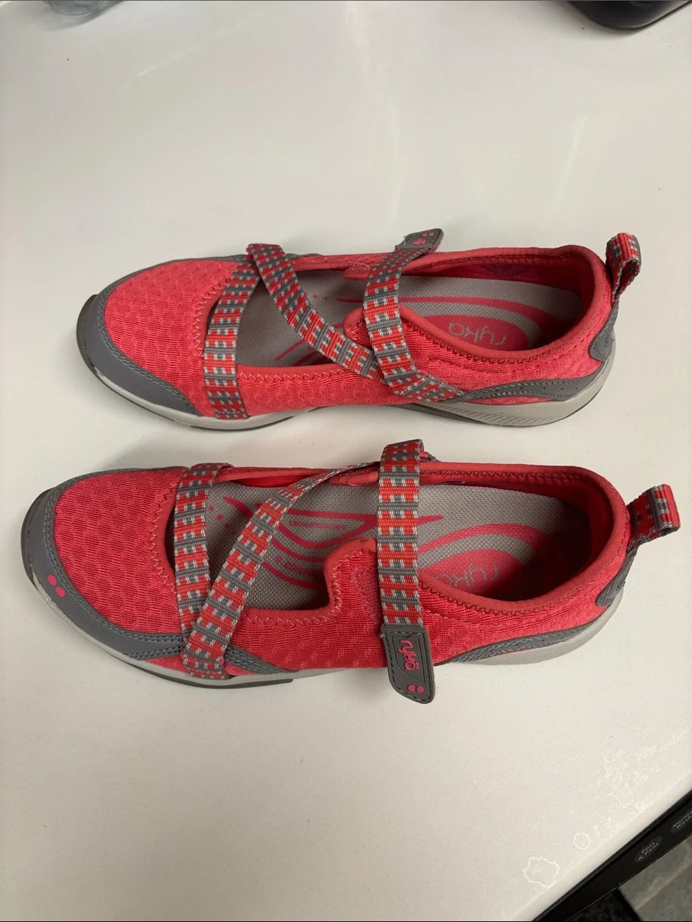 Ryka Coral and Gray Athletic Mary Jane Sneakers
